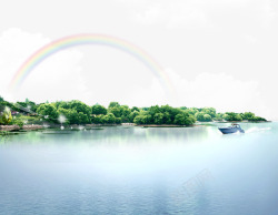 彩虹风景彩虹湖景高清图片