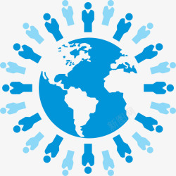 地球小人中国人口日蓝色小人图标高清图片
