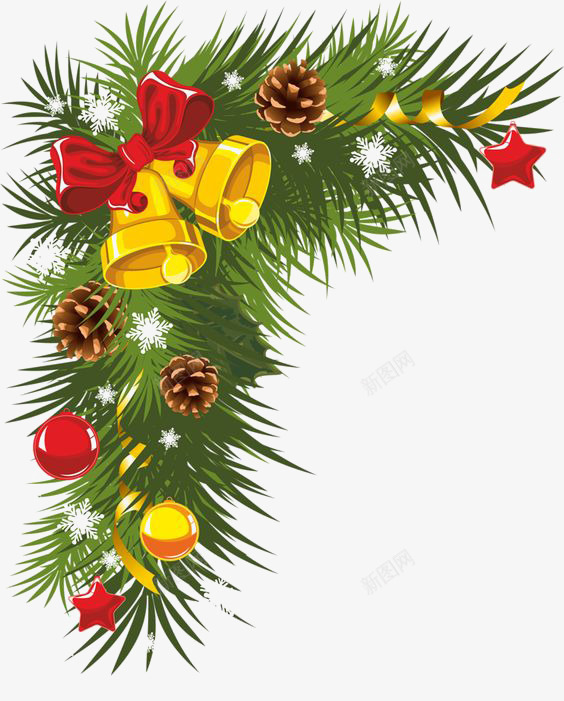 手绘圣诞松树png免抠素材_新图网 https://ixintu.com 圣诞节 平安夜 松果 松树 树叶 绿松树 绿色植物 背景装饰 铃铛