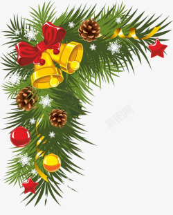 松树铃铛手绘圣诞松树高清图片