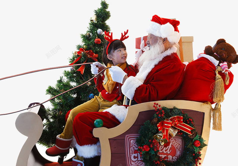 圣诞老人雪橇png免抠素材_新图网 https://ixintu.com 丝带装饰 促销 圣诞帽 圣诞树 圣诞礼物 圣诞老人 摄影 缤纷 节日 闪闪发光 雪橇 雪花 麋鹿