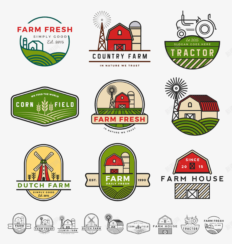 农场标志png免抠素材_新图网 https://ixintu.com 农场 农场标志设计 房子风车