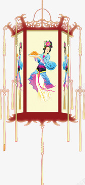 中秋节古典美女灯笼素材