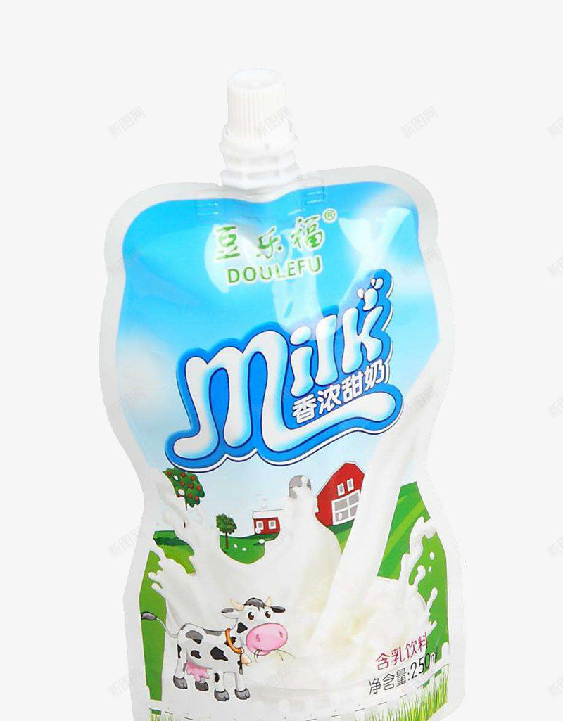 牛奶包装自立袋png免抠素材_新图网 https://ixintu.com 产品实物 包装设计 卫生 方便 牛奶 自立袋