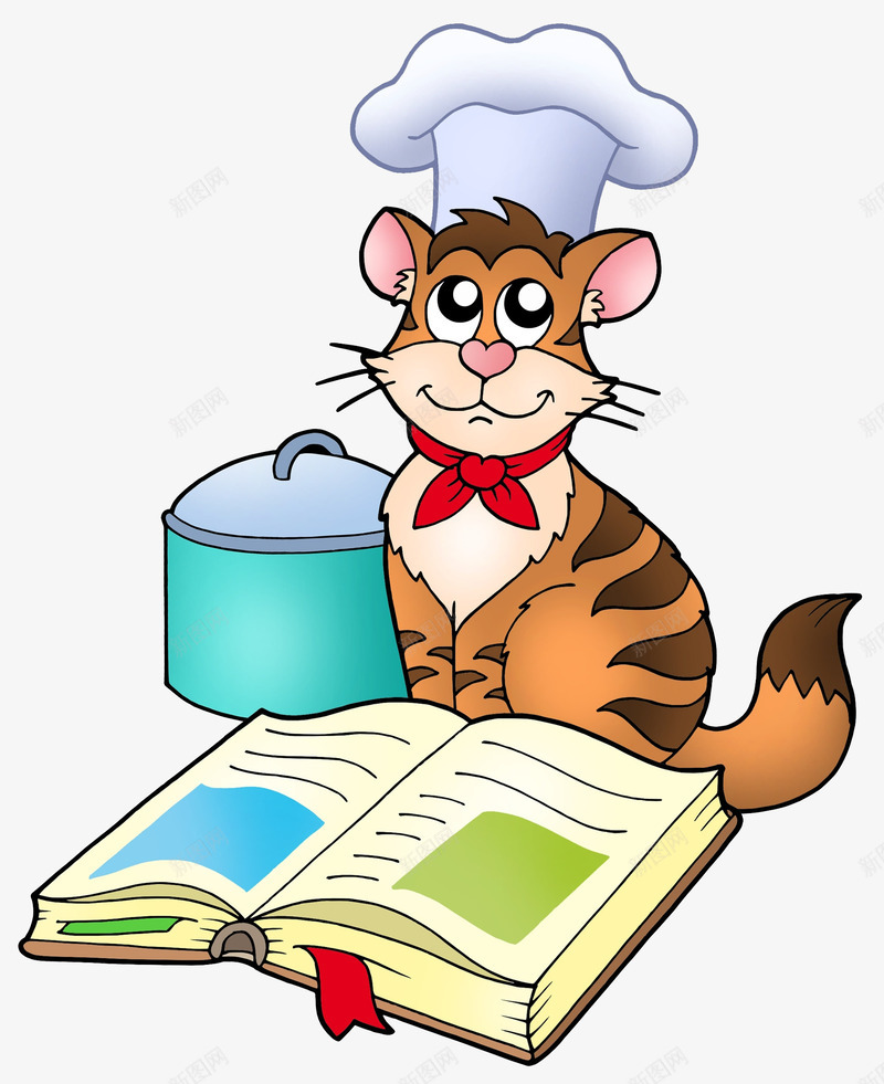 书本前的厨师小猫png免抠素材_新图网 https://ixintu.com 书本 动物 卡通 厨师 喂养 宠物 小猫 小猫咪 猫 猫咪 猫咪胡子 胡子 胡须