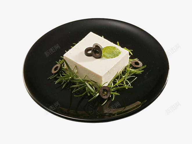 豆制品png免抠素材_新图网 https://ixintu.com tofu 嫩豆腐 素豆腐 美味的豆腐 营养丰富的豆腐 黑色的盘子