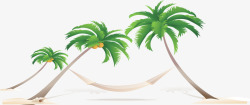 沙滩海报卡通手绘椰子树素材