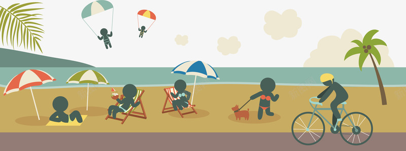 在沙滩上玩耍的人矢量图ai免抠素材_新图网 https://ixintu.com 卡通 商务 大海 彩色 手绘 沙滩 躺椅 雨伞 矢量图