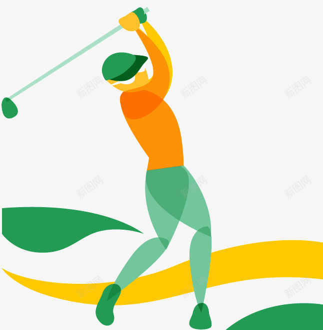 抽象彩色高尔夫球手png免抠素材_新图网 https://ixintu.com 男子高尔夫高尔夫球手人物体育挥杆