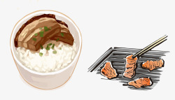 四川腊肉宣传卡通美味腊肉烤肉盖饭高清图片