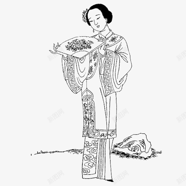 拿着扇子的美女png免抠素材_新图网 https://ixintu.com 古代人物 古代女性 扇子 美女