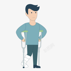 病人用拐杖架着拐杖的人物矢量图高清图片