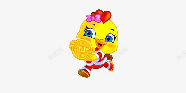 抱着金币的小鸡png免抠素材_新图网 https://ixintu.com 吉祥 喜庆 金币 鸡年 鸭子