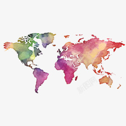 彩色的世界地图矢量图素材