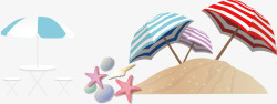沙滩太阳伞海星海报元素素材