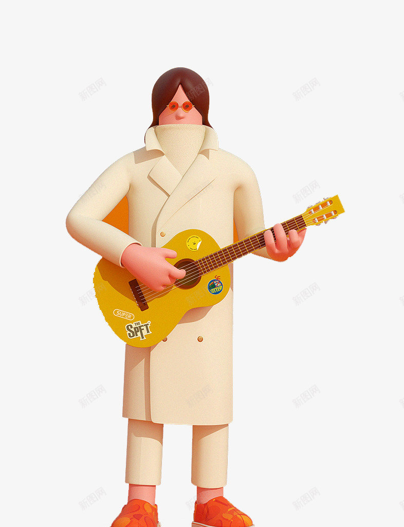 穿黄大衣弹琴的人png免抠素材_新图网 https://ixintu.com 弹琴的人 穿黄衣的男人 艺人