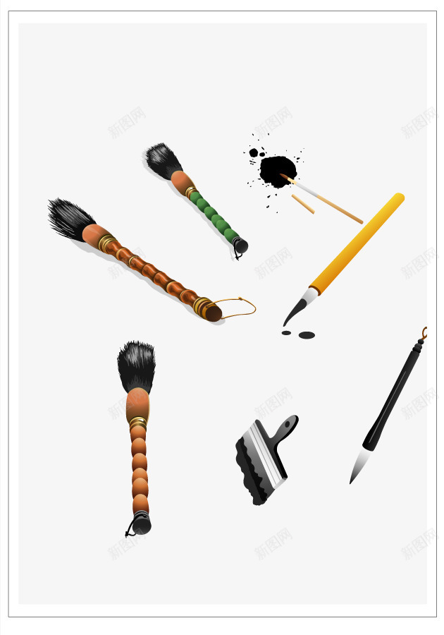 各类毛笔png免抠素材_新图网 https://ixintu.com 中国风 国画 工具 毛笔 画画 画笔 笔