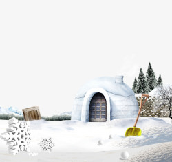 下雪的房子雪地里的小房子高清图片