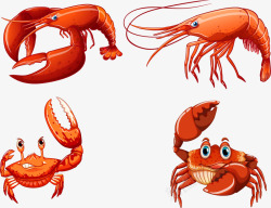 卡通虾蟹手绘虾蟹高清图片