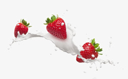 橙子与喷溅牛奶创意草莓奶油广告高清图片