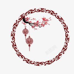 中国风窗格圆圈红色古典古风圆圈高清图片