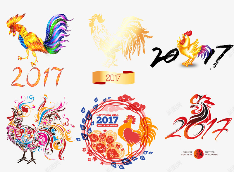 鸡年图标psd_新图网 https://ixintu.com 2017年 鸡logo 鸡年