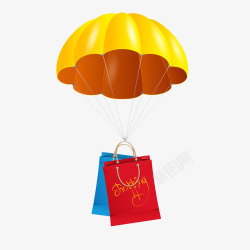 黄色降落伞素材