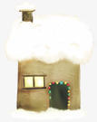 雪中房屋手绘圣诞节棕色雪中房屋高清图片