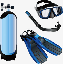 潜水氧气罩矢量蓝色潜水瓶子矢量图高清图片