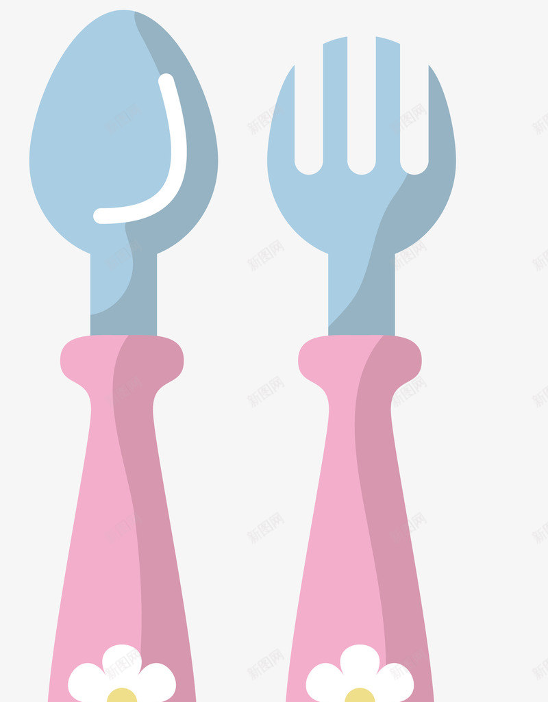 可爱勺子叉子儿童餐具png免抠素材_新图网 https://ixintu.com 儿童餐具 勺子 卡通 叉子 可爱 婴儿用品 矢量图案