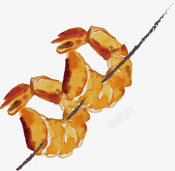 水彩虾烤龙虾高清图片