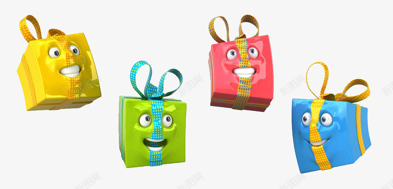 欢快的创意3D礼盒人物png免抠素材_新图网 https://ixintu.com 3D礼盒人物 五彩 创意