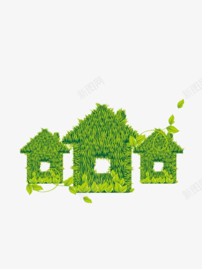 绿色房屋建筑png免抠素材_新图网 https://ixintu.com 健康 建筑 环保 绿色