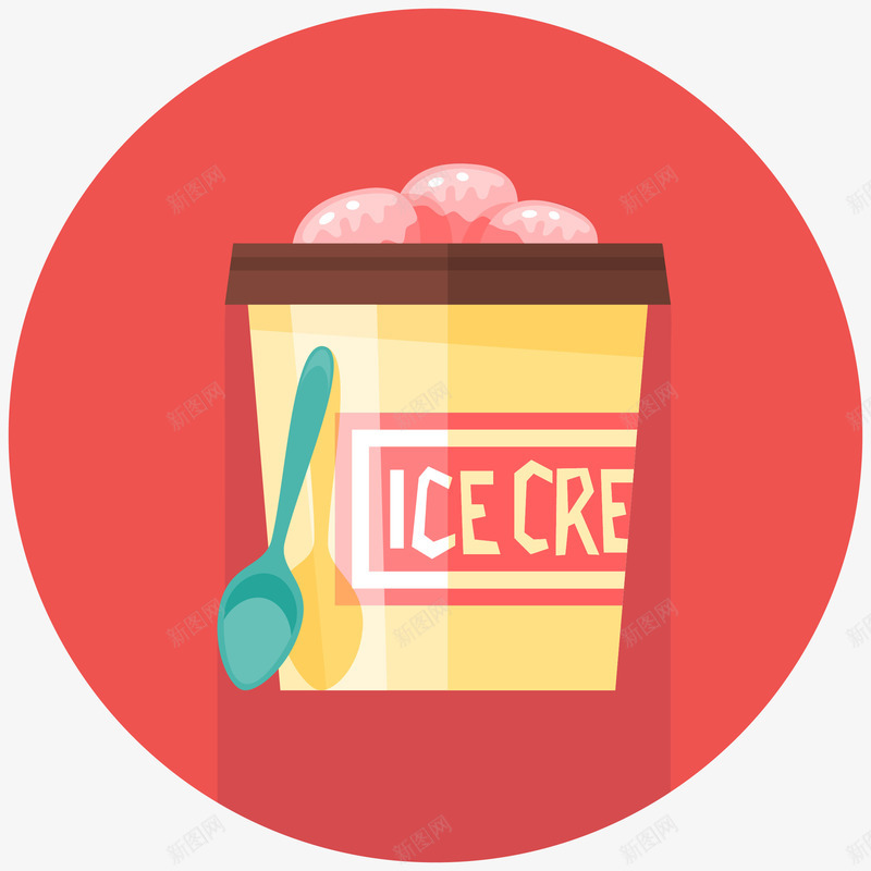 草莓冰淇淋标矢量图图标ai_新图网 https://ixintu.com 免抠PNG 冰淇淋 勺子 小吃 扁平化 草莓冰淇淋矢量图标 零食 矢量图