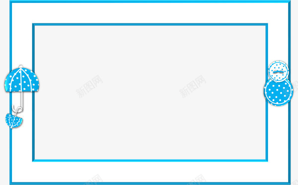 边框png免抠素材_新图网 https://ixintu.com 小伞 相框 蓝色 边框