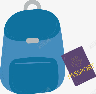 留学旅行创意蓝色箱包护照图标矢矢量图图标
