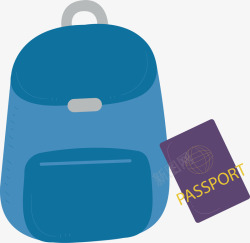 蓝色旅行箱留学旅行创意蓝色箱包护照图标矢矢量图高清图片