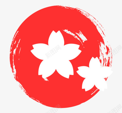 水墨梅花背景圆形日本元素图标图标
