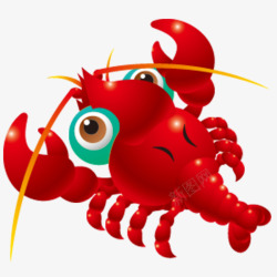 红色海虾手绘小龙虾高清图片