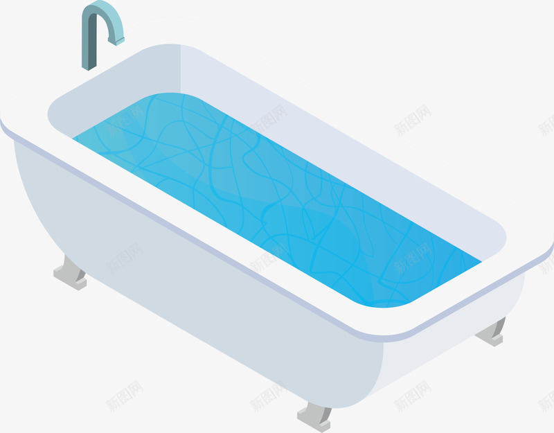 白色浴缸卡通插画png免抠素材_新图网 https://ixintu.com 卡通插画 喷头 平面 浴缸 白色 设计 陶瓷