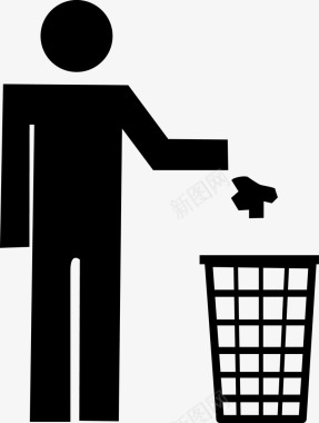 垃圾管理把垃圾丢到垃圾桶图标图标