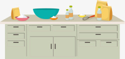 台子装饰绿色卡通厨房台子高清图片