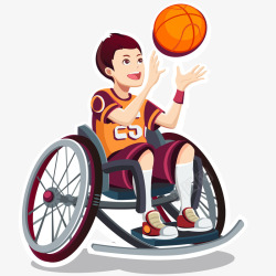 肢体缺损残疾儿童篮球运动员插画矢量图高清图片