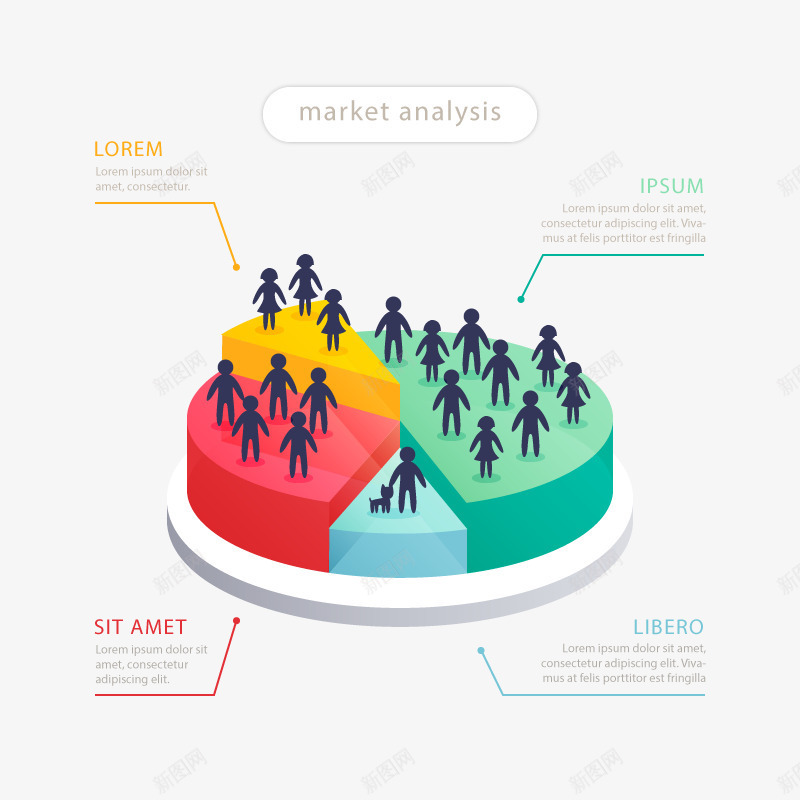 数据PPTpng免抠素材_新图网 https://ixintu.com PPT元素 人口 彩色 饼型图