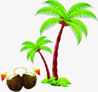 卡通植物椰子椰子树沙滩png免抠素材_新图网 https://ixintu.com 卡通 植物 椰子 椰子树 沙滩