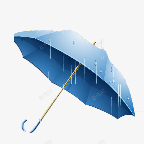 雨中雨伞插画矢量图eps免抠素材_新图网 https://ixintu.com 免费png图片 免费矢量素材 蓝色 雨伞 雨滴 矢量图