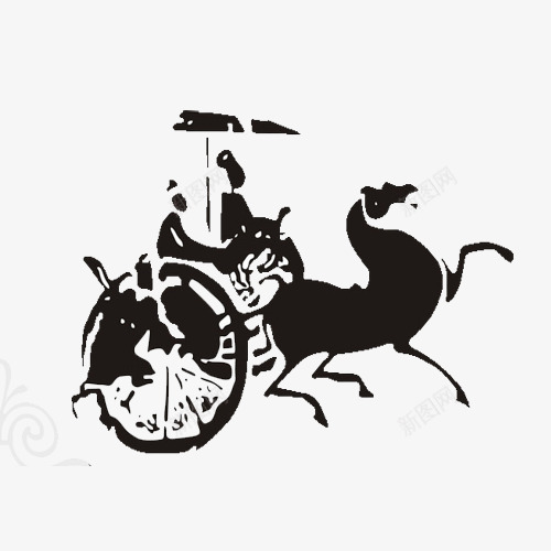 手绘古代车轮png免抠素材_新图网 https://ixintu.com 古代人 古代车轮 古代车马 奔跑的马 车轮 车马 马 黑色