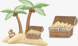 卡通沙滩植物椰子树金元宝素材