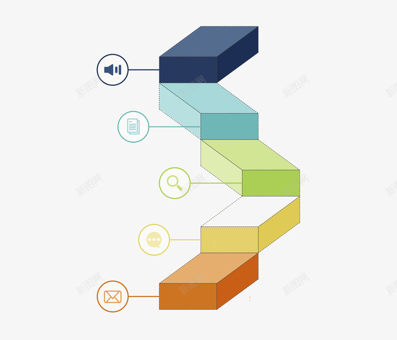 五彩楼梯图标png_新图网 https://ixintu.com ppt图标 创意图标 卡通 商务 多彩 楼梯