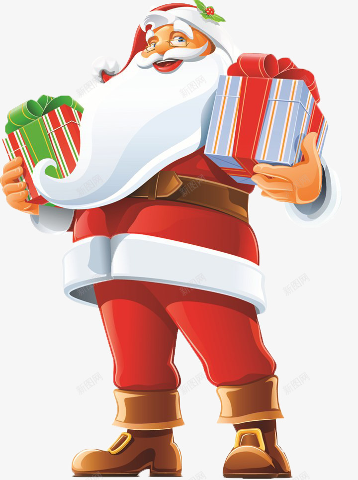 抱着礼物盒子的圣诞老人png免抠素材_新图网 https://ixintu.com 圣诞老人 圣诞节 白胡子老爷爷 盒子 礼物